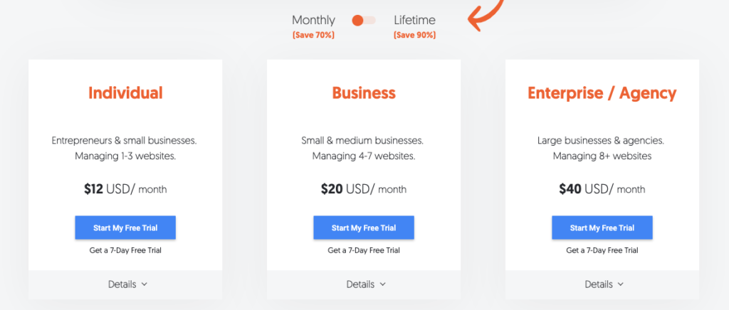 Ubersuggest - Planuri de prețuri (lunar) Ubersuggest - Pricing Plans (Monthly)