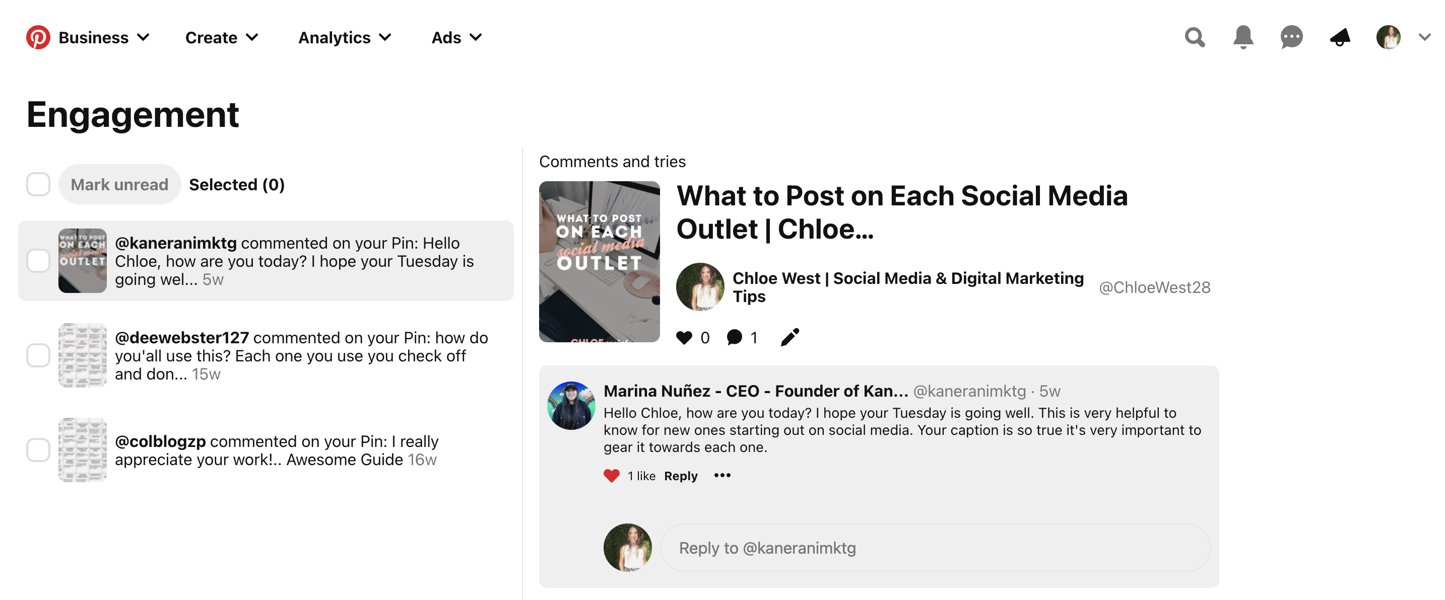 Pinterest 댓글에 응답하는 방법