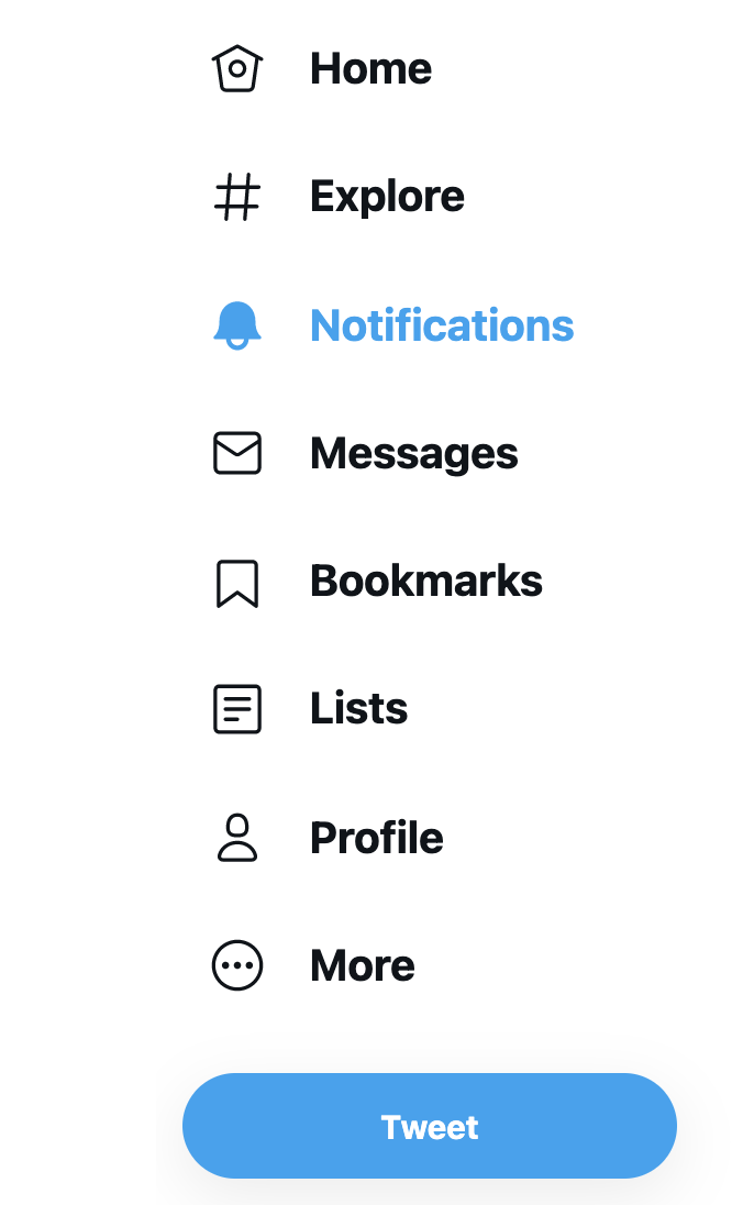 트위터 알림 탭