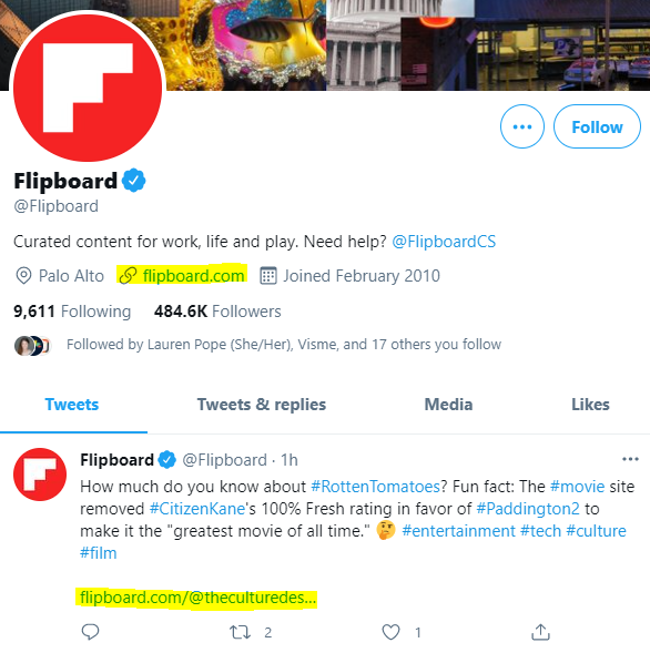 يمكن أن تساعد مشاركة الروابط على ملفات تعريف الوسائط الاجتماعية ، مثل Twitter ، في بناء روابط تحسين محركات البحث