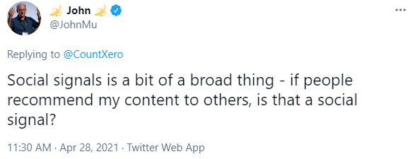 جون مو يواصل مناقشة تحسين محركات البحث ووسائل التواصل الاجتماعي على Twitter