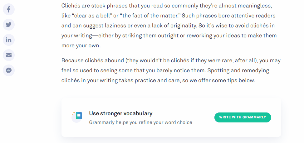 مثال على استخدام أزرار المشاركة الاجتماعية على مواقع الويب ومنشورات المدونات.