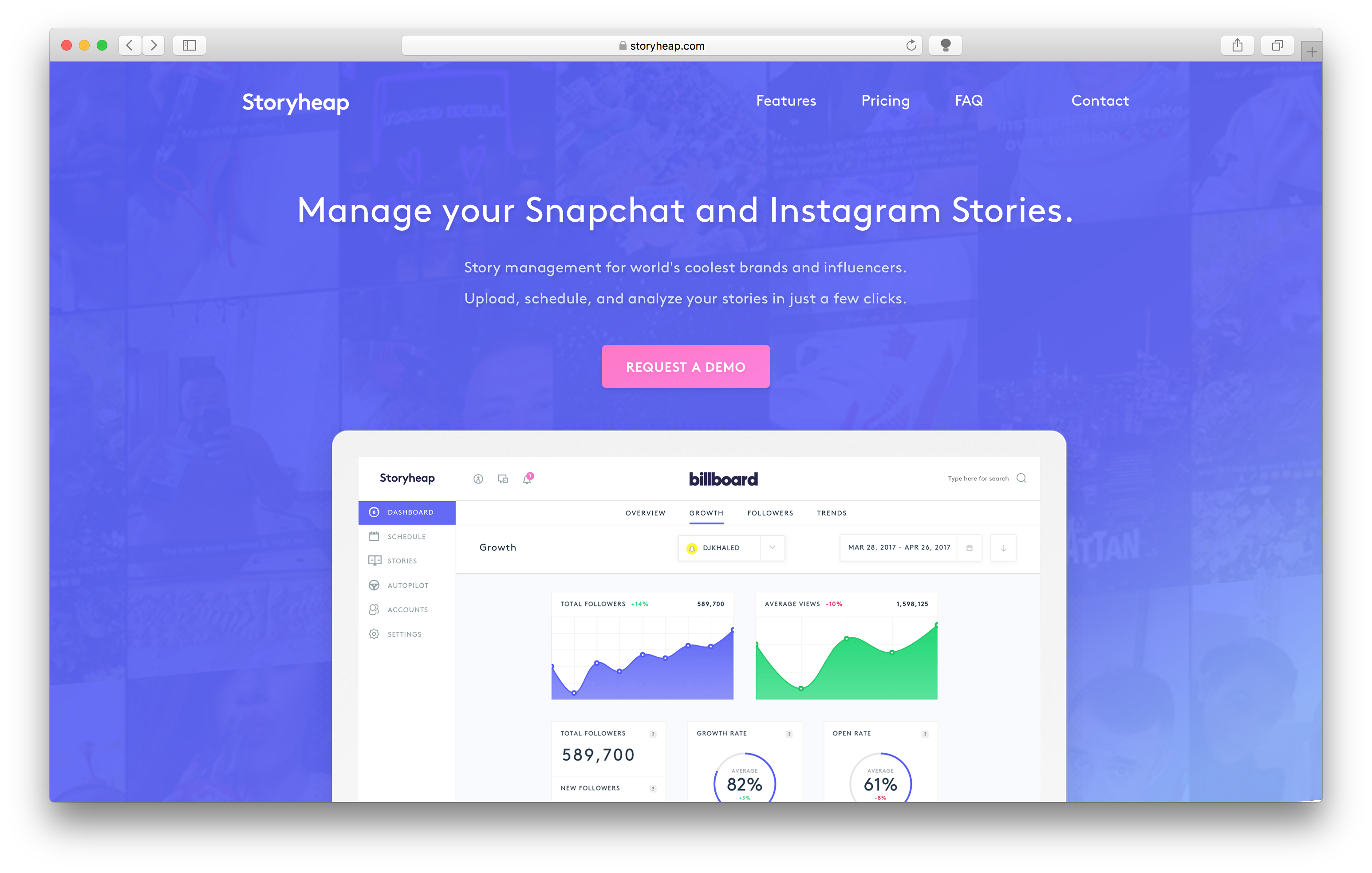 لقطة شاشة لصفحة Storyheap الرئيسية.