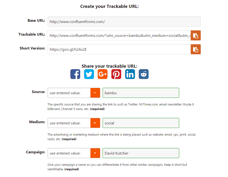 Построитель UTM, который создает отслеживаемые ссылки для измерения усилий сотрудников по защите интересов.