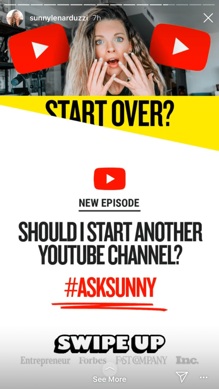 Bir YouTuber, en son videosunu tanıtmak için Instagram'da yukarı kaydırma özelliğini kullanıyor