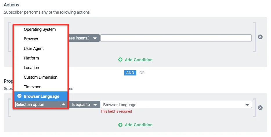 Segmentazione in base alle proprietà dell'abbonato