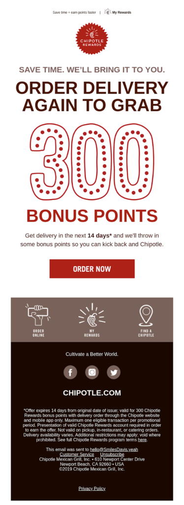 Contoh Desain Kampanye Email: Chipotle