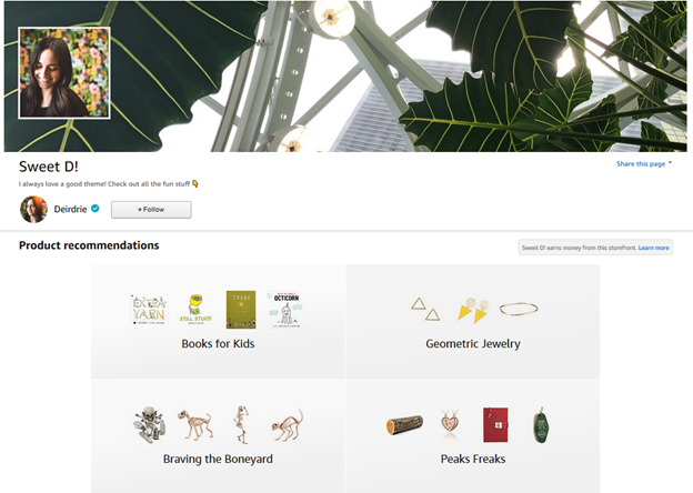 Contoh Profil Influencer Amazon Terverifikasi