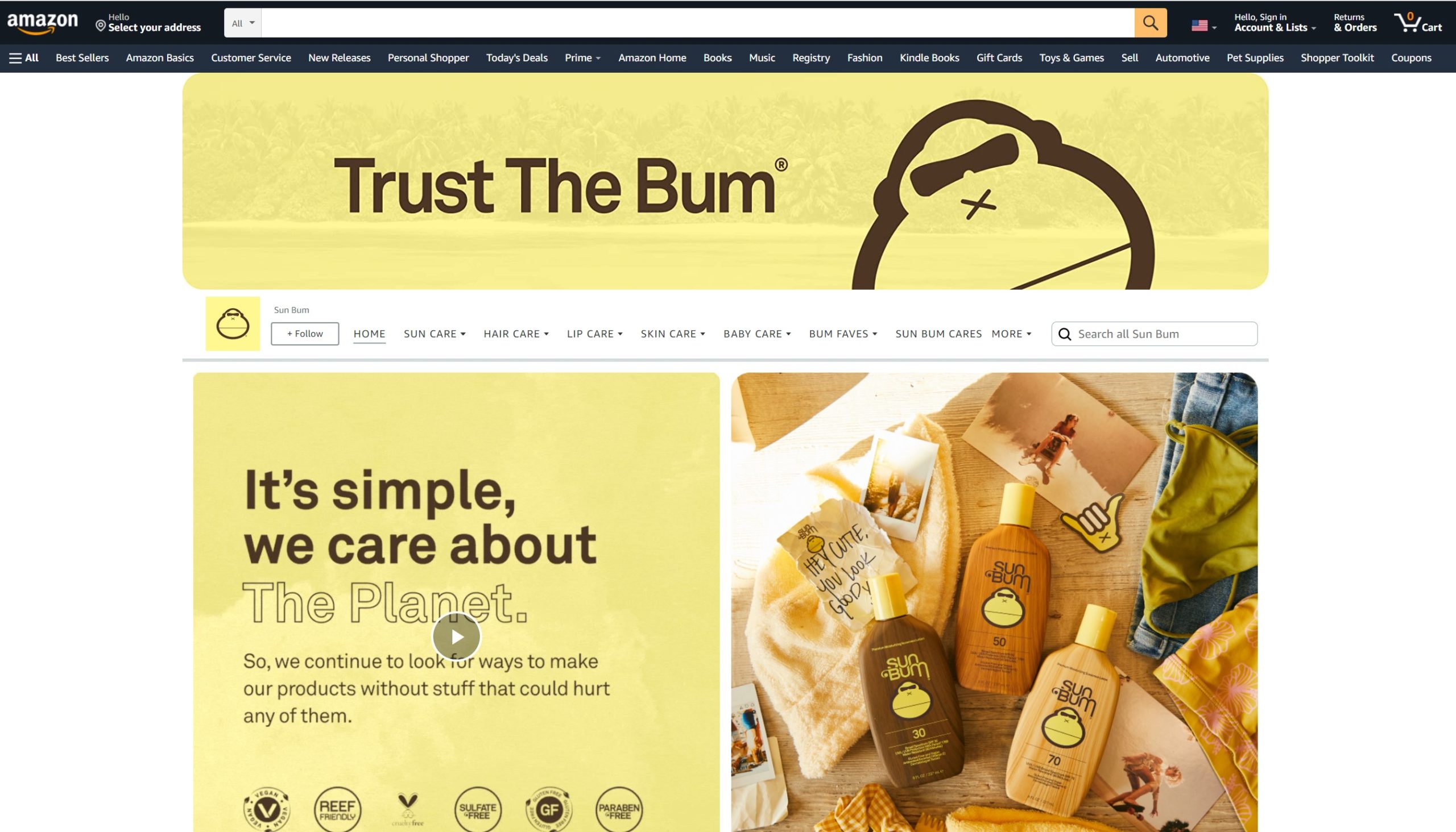 Pagina del negozio Amazon