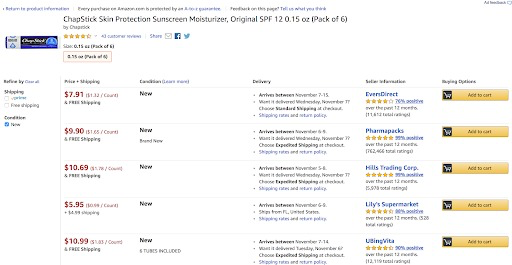 Pagina di elenco delle offerte