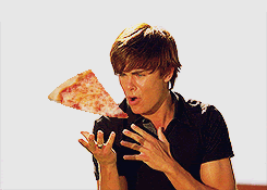 Esempio di reazione GIF di Zach Efron che mangia pizza