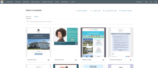 Scelta di un modello di email per inviare una GIF animata