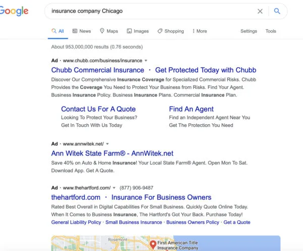 Pagina dei risultati di ricerca
