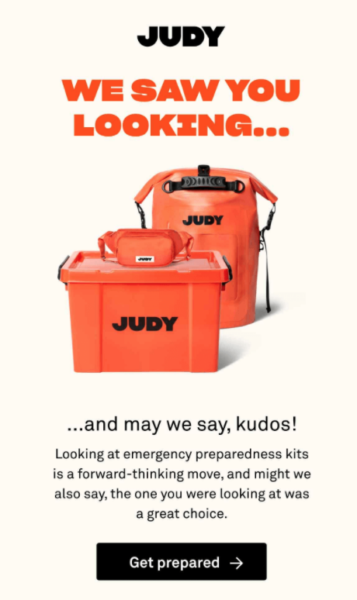 przykłady e-maili detalicznych - Judy prowadzi e-mail pielęgnacyjny