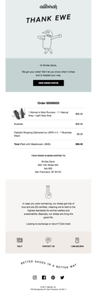 allbirds e-pokwitowanie