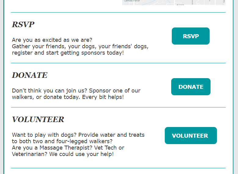 Call-to-action de e-mail de anúncio - Use botões claros e clicáveis que permitem que os leitores saibam o que fazer em seguida.