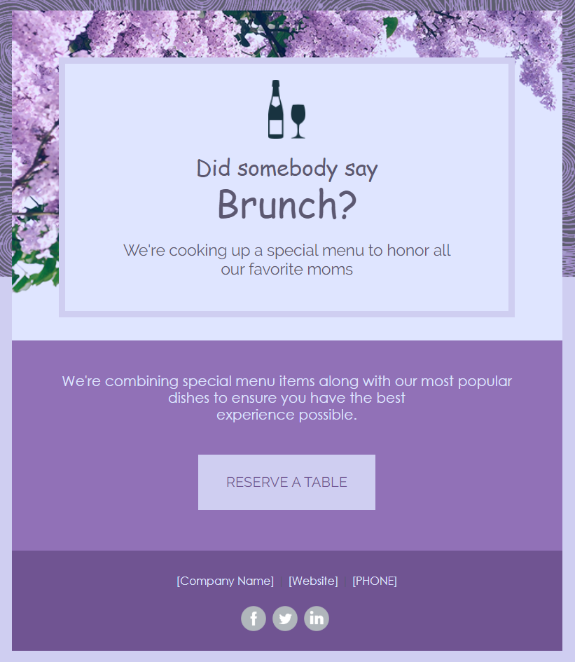 Șablon de invitație la eveniment de Ziua Mamei Constant Contact