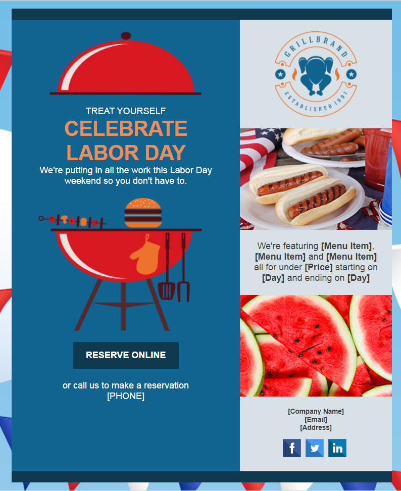 Constant Contact Ziua Muncii chiar și șablon de invitație