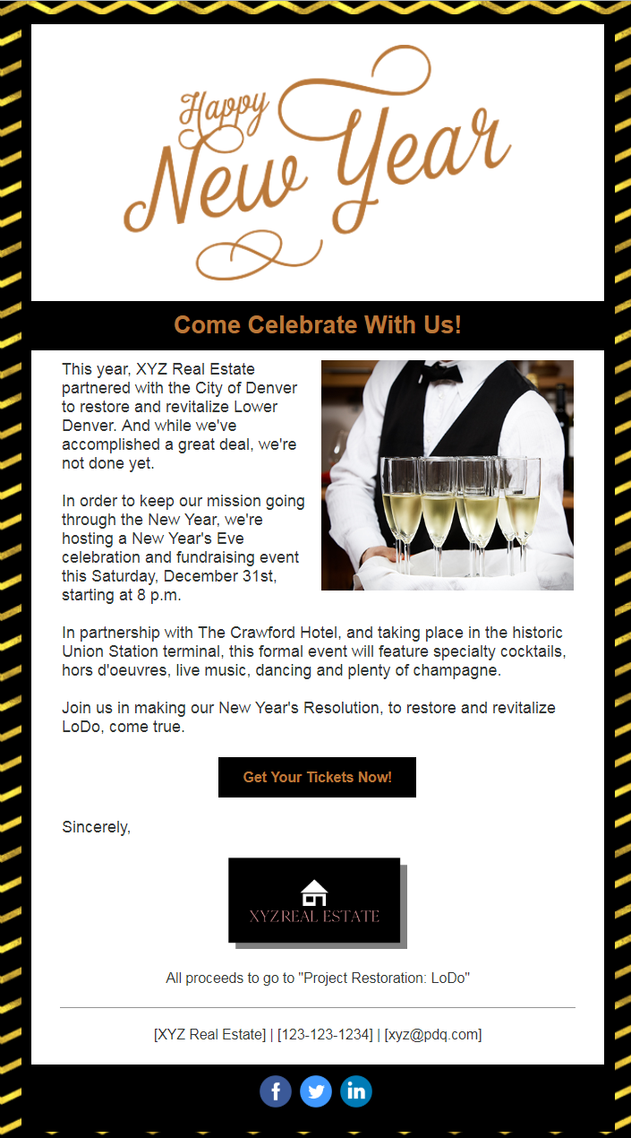 Șablonul de e-mail Constant Contact La mulți ani s-a transformat într-o invitație prin e-mail