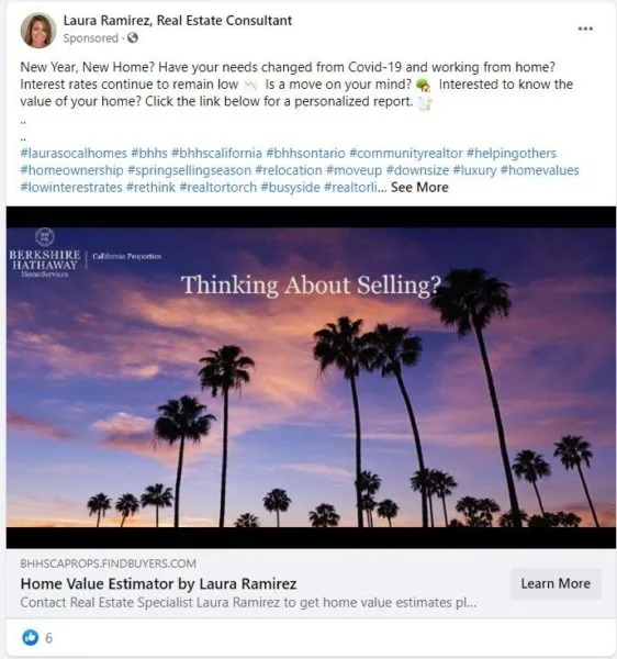 Это пример рекламы, нацеленной на продавцов жилья, которые ищут перемены.