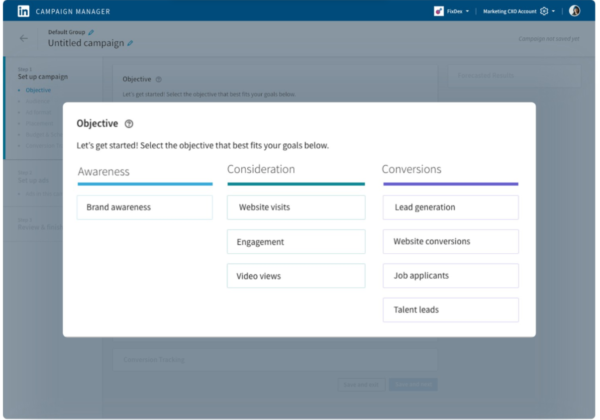 LinkedIn広告の作成のスクリーンショット
