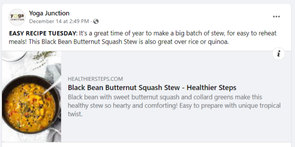 пример страницы йоги в социальной сети