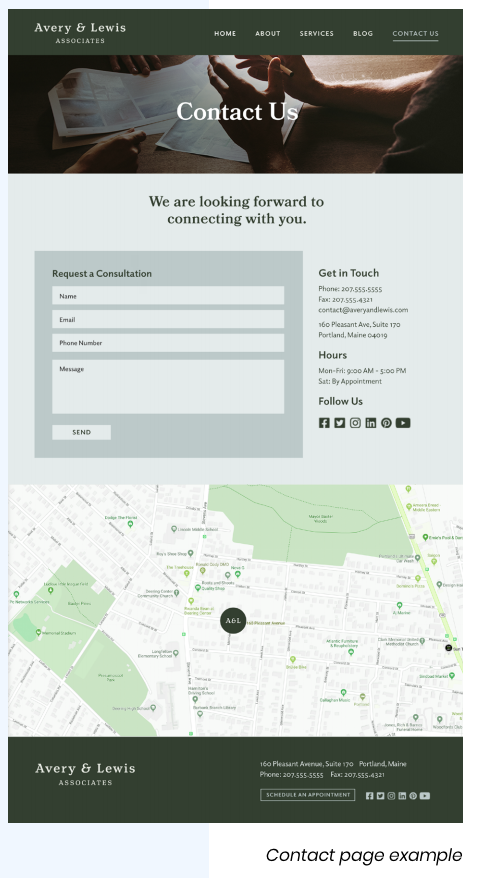 Page de contact du site de l'avocat
