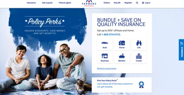 ファーマーズ保険のホームページ