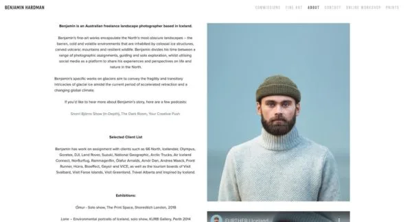 esempio del profilo dell'artista - Benjamin Hardman