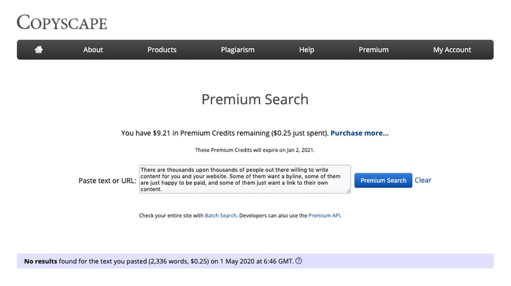 Unicité de Copyscape