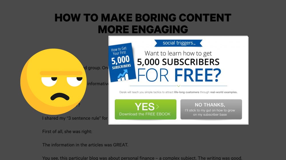 Fenêtre contextuelle ennuyeuse