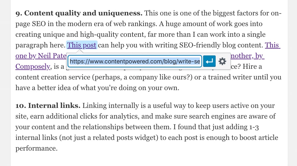 Ajouter un lien interne