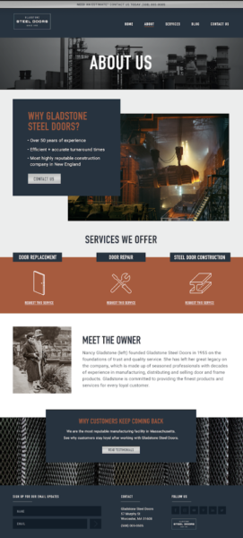 ¿Qué hace que un sitio web de un fabricante sea excelente? Una página acerca de que es un toque personal.