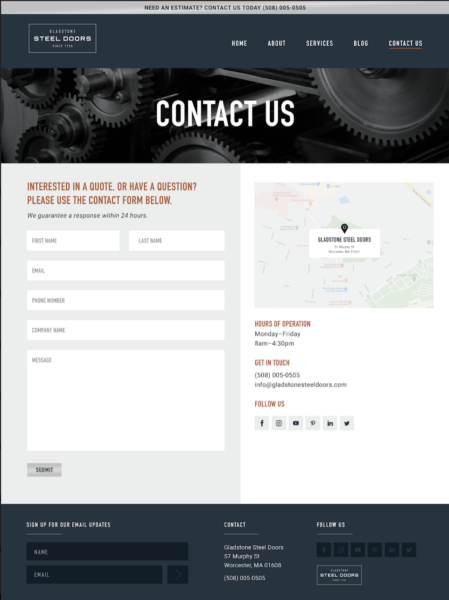 ¿Qué hace que un sitio web de un fabricante sea excelente? Uno con una página de contacto que les permita a las personas saber cuándo y cómo pueden conectarse con usted