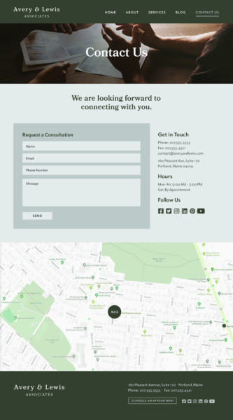 Das Design der Buchhaltungswebsite muss Besuchern die Möglichkeit bieten, mit Ihnen in Kontakt zu treten