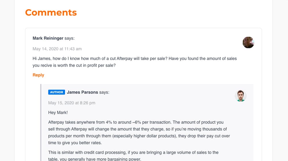 게시물에 대한 댓글