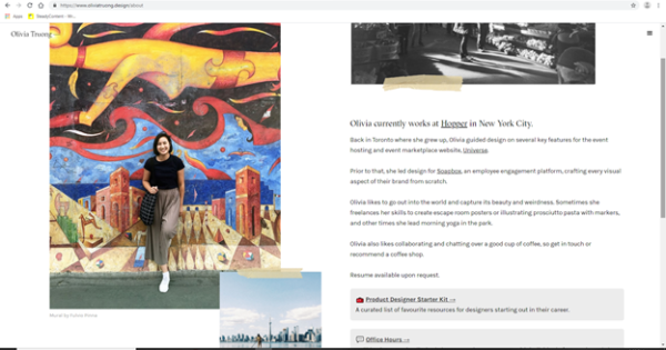 I migliori siti Web portfolio - Pagina Informazioni di Oliva Truong