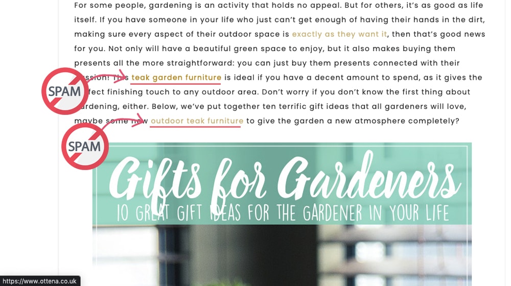 Link spam nel contenuto