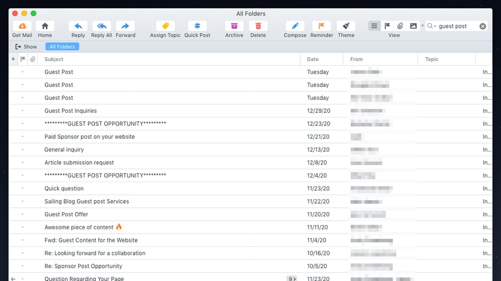 Email di posta degli ospiti
