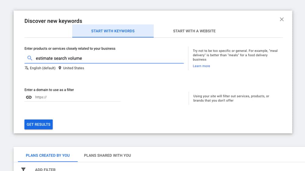 ประมาณการปริมาณการค้นหา