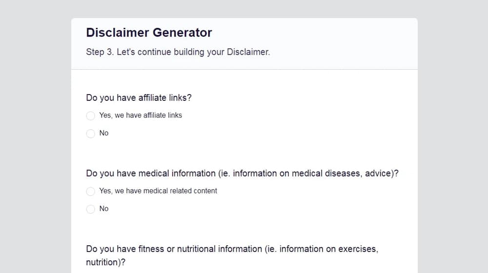 Пример генератора отказов от ответственности