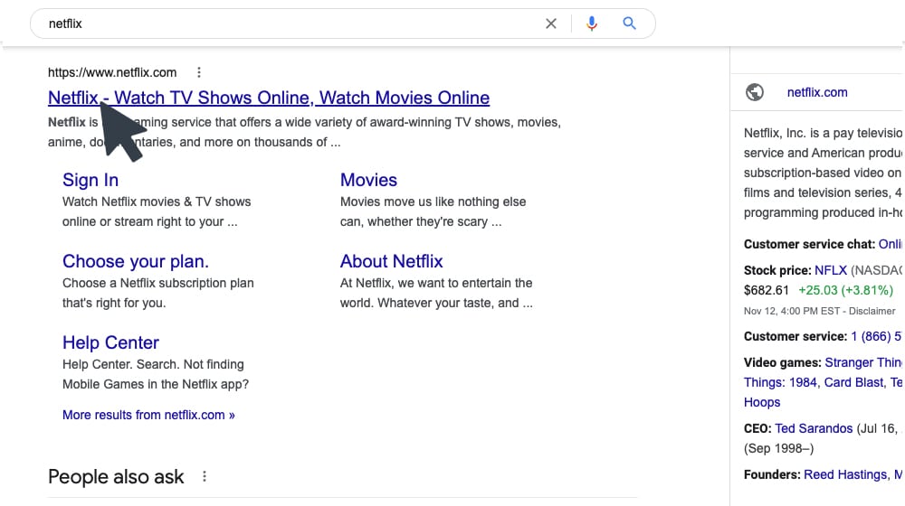 Exemplu de căutare prin navigație