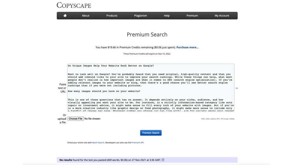 Контент, сгенерированный ИИ, на Copyscape