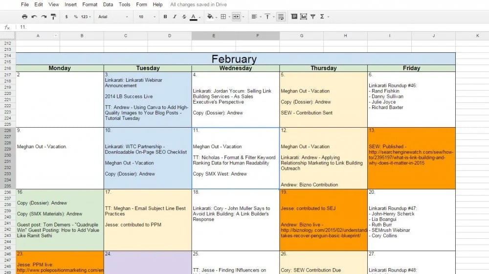 Contoh Kalender Konten Google Drive