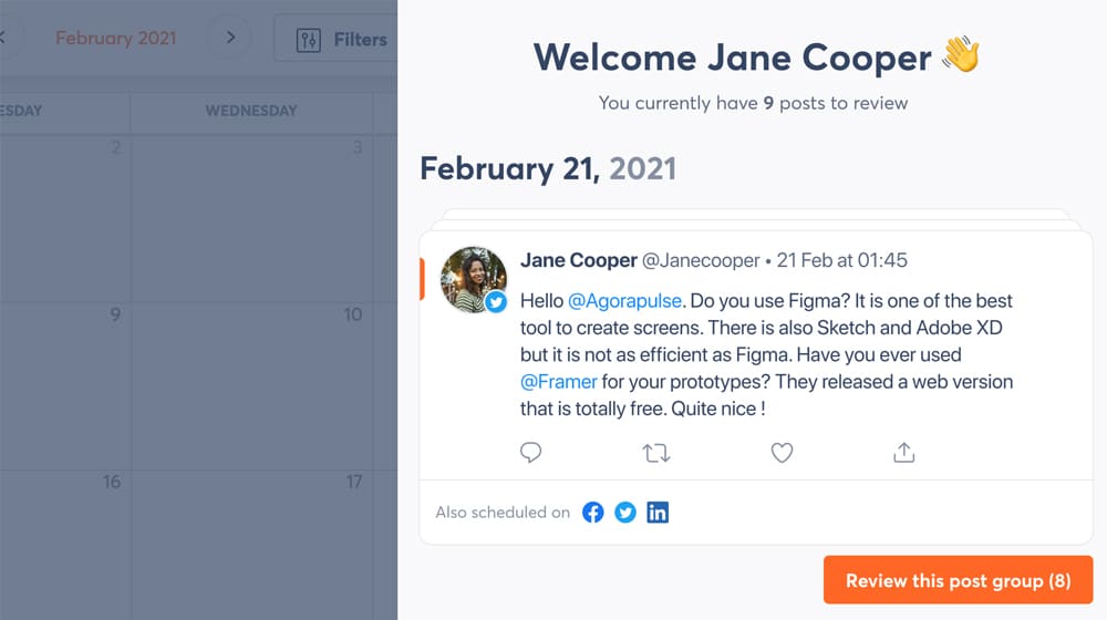 Kalender Konten di AgoraPulse