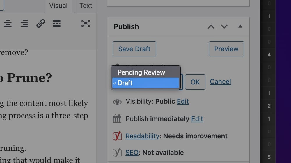 تعيين المشاركة على المسودة