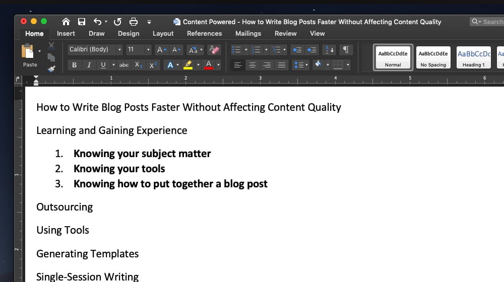 博客文章的示例大綱