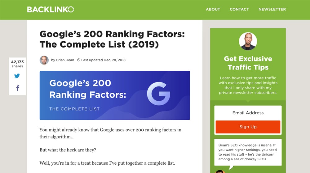 Backlinko 排名因素