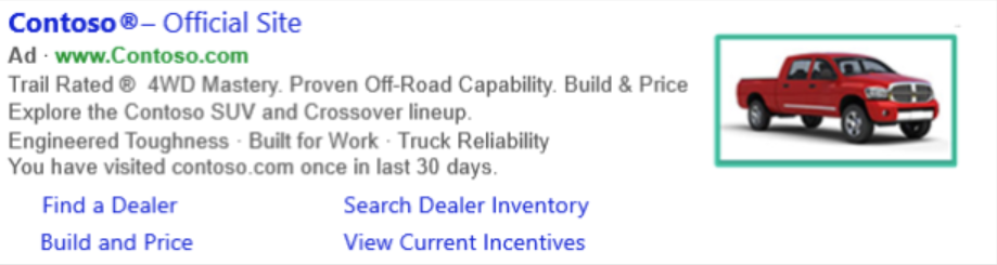 exemplu de extensie de imagine pe reclame Bing.