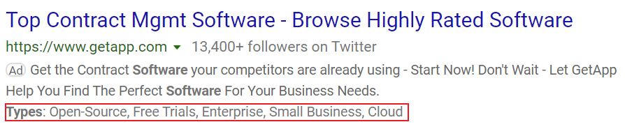 exemplu de extensie pentru fragmente structurate de informații pe anunțurile bing.